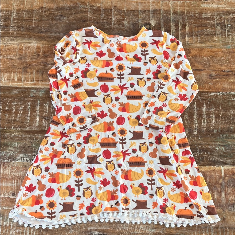Fall Themed Long Sleeve Girls Dress